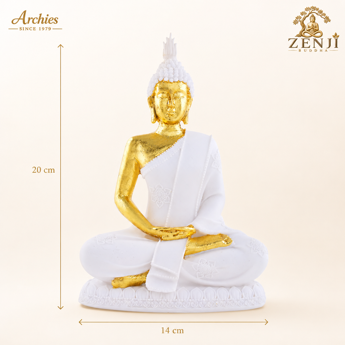 ZENJI Meditating Buddha Statue for Home Decor, Large Decorative Showpiece for Living Room, Office Desk, Meditation Corner, Entryway Console, Shelf Display, Housewarming, Diwali, Pack of 1