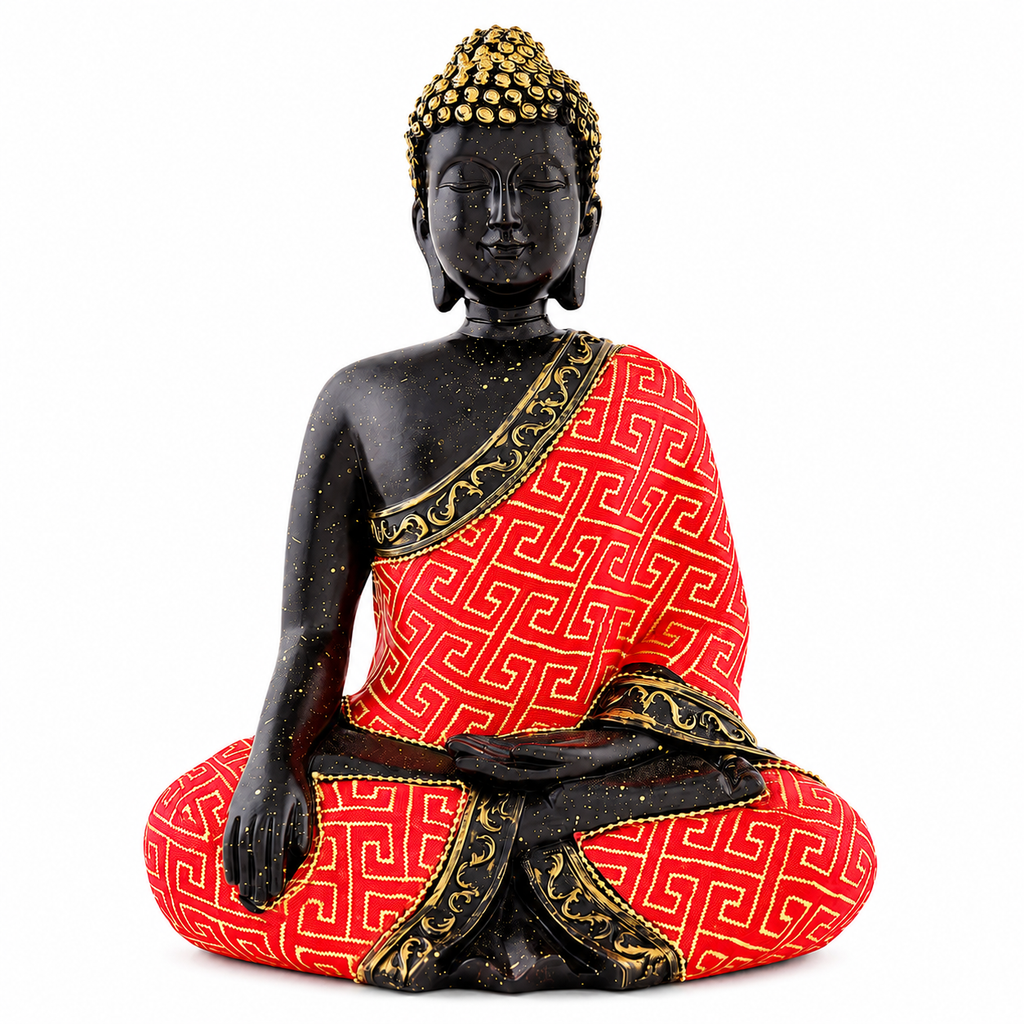 ZENJI Robe Detail Buddha Statue for Home Decor, Extra Large Decorative Showpiece for Living Room, Office Desk, Meditation Corner, Entryway Console, Shelf Display, Housewarming, Diwali, Pack of 1