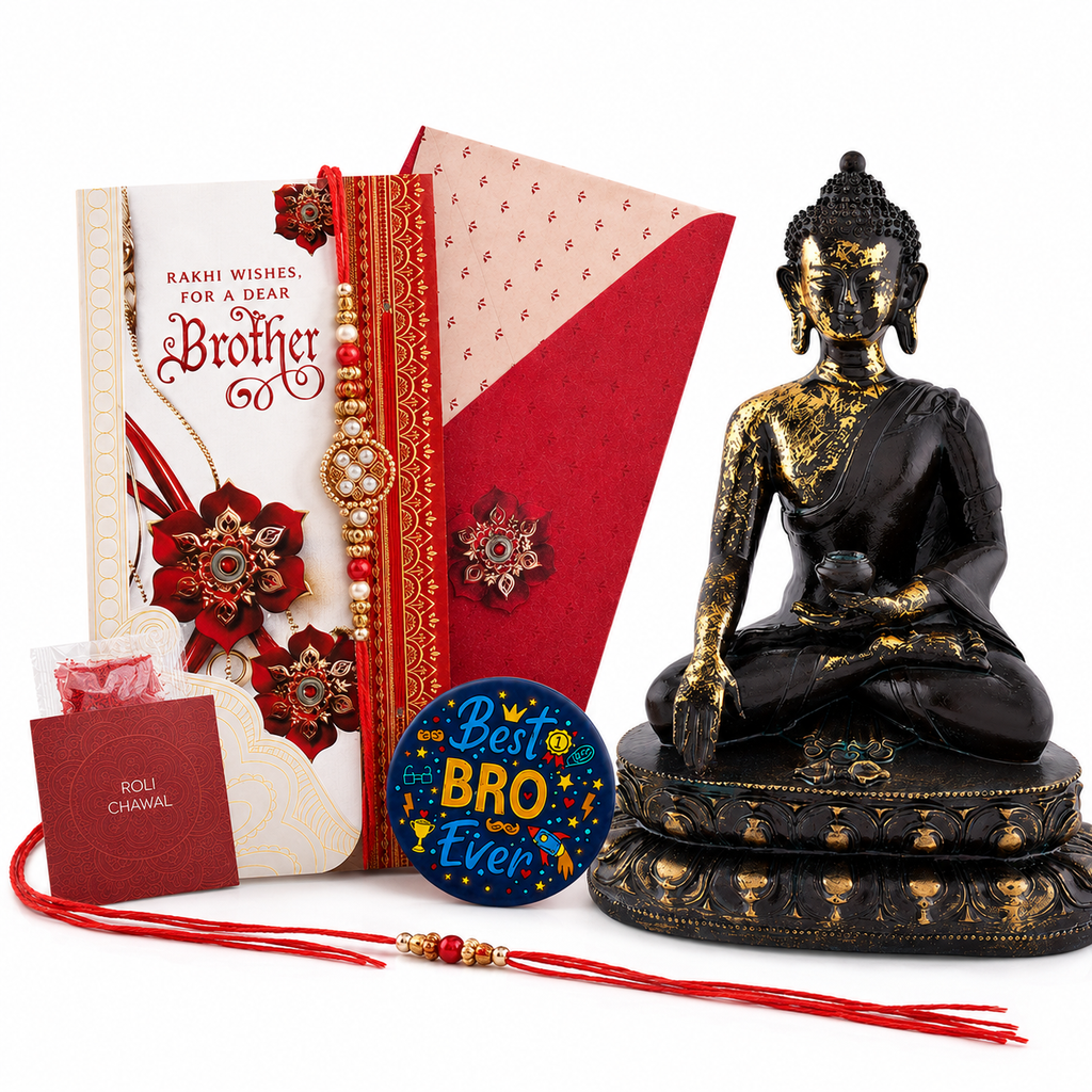 ZENJI Meditating Buddha Statue for Home Decor, Large Decorative Showpiece for Living Room, Office Desk, Meditation Corner, Entryway Console, Shelf Display, Housewarming, Diwali, Pack of 1
