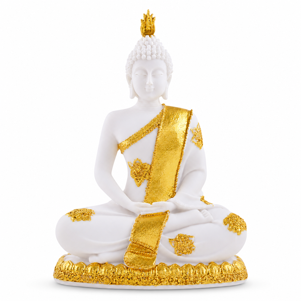 ZENJI Meditating Buddha Statue for Home Decor, Large Decorative Showpiece for Living Room, Office Desk, Meditation Corner, Entryway Console, Shelf Display, Housewarming, Diwali, Pack of 1