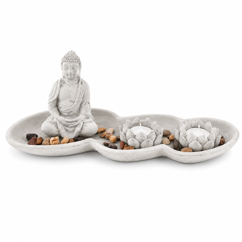 ZENJI Classic Buddha Statue for Home Decor, Large Decorative Showpiece for Living Room, Office Desk, Meditation Corner, Entryway Console, Shelf Display, Housewarming, Diwali, Bedroom Shelf, Pack of 1