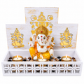 DEVOTION Ganesha Tealight Mandir Set for Home Decor, Extra Large Decorative Pooja Display for Pooja Room, Home Temple, Living Room, Office Desk, Entryway Shelf, Housewarming, Diwali, Pack of 1