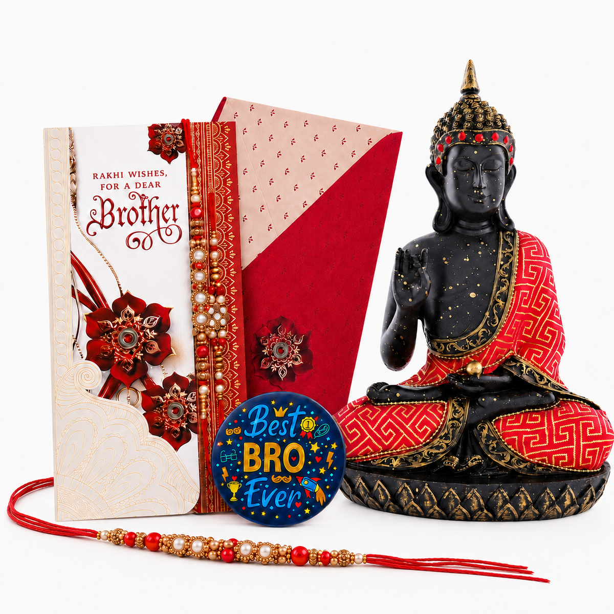 ZENJI Robe Detail Buddha Statue for Home Decor, Large Decorative Showpiece for Living Room, Office Desk, Meditation Corner, Entryway Console, Shelf Display, Housewarming, Diwali, Pack of 1