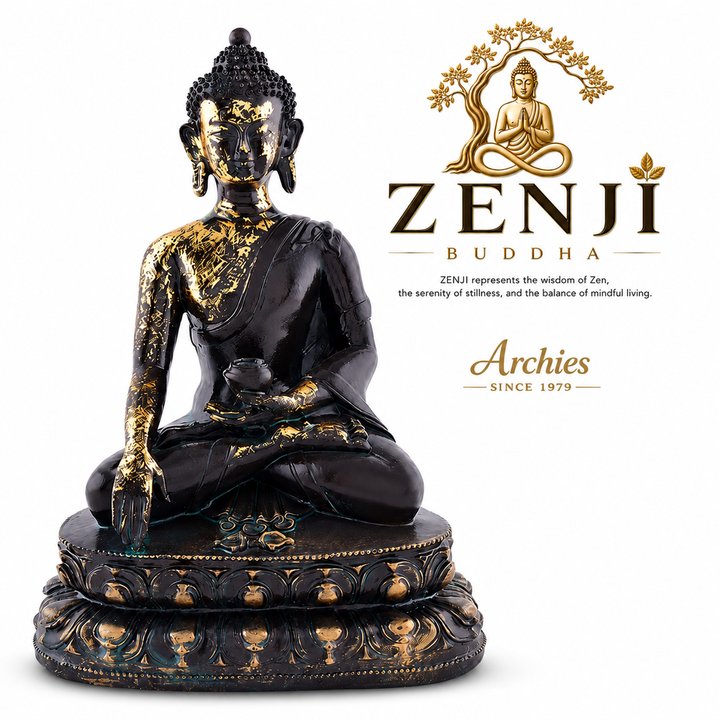 ZENJI Meditating Buddha Statue for Home Decor, Large Decorative Showpiece for Living Room, Office Desk, Meditation Corner, Entryway Console, Shelf Display, Housewarming, Diwali, Pack of 1