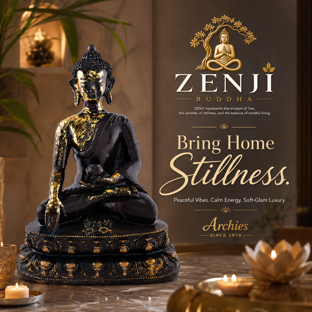 ZENJI Meditating Buddha Statue for Home Decor, Large Decorative Showpiece for Living Room, Office Desk, Meditation Corner, Entryway Console, Shelf Display, Housewarming, Diwali, Pack of 1
