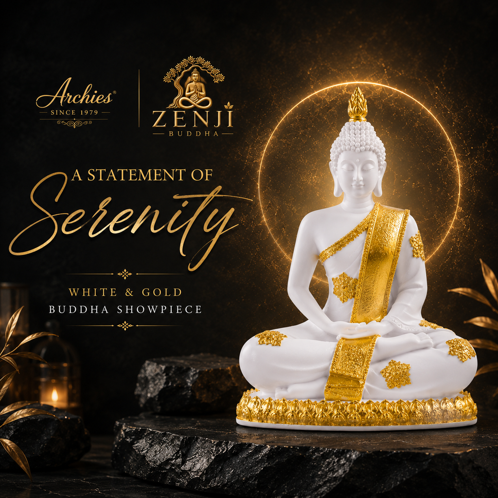 ZENJI Meditating Buddha Statue for Home Decor, Large Decorative Showpiece for Living Room, Office Desk, Meditation Corner, Entryway Console, Shelf Display, Housewarming, Diwali, Pack of 1
