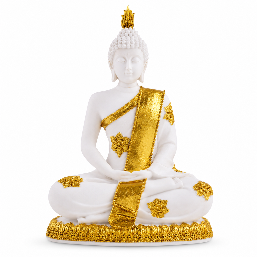 ZENJI Meditating Buddha Statue for Home Decor, Large Decorative Showpiece for Living Room, Office Desk, Meditation Corner, Entryway Console, Shelf Display, Housewarming, Diwali, Pack of 1