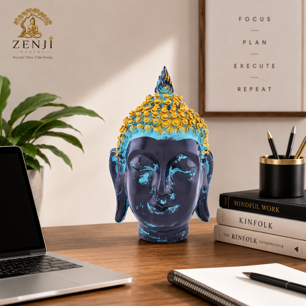 ZENJI Classic Buddha Statue for Home Decor, Large Decorative Showpiece for Living Room, Office Desk, Meditation Corner, Entryway Console, Shelf Display, Housewarming, Diwali, Bedroom Shelf, Pack of 1