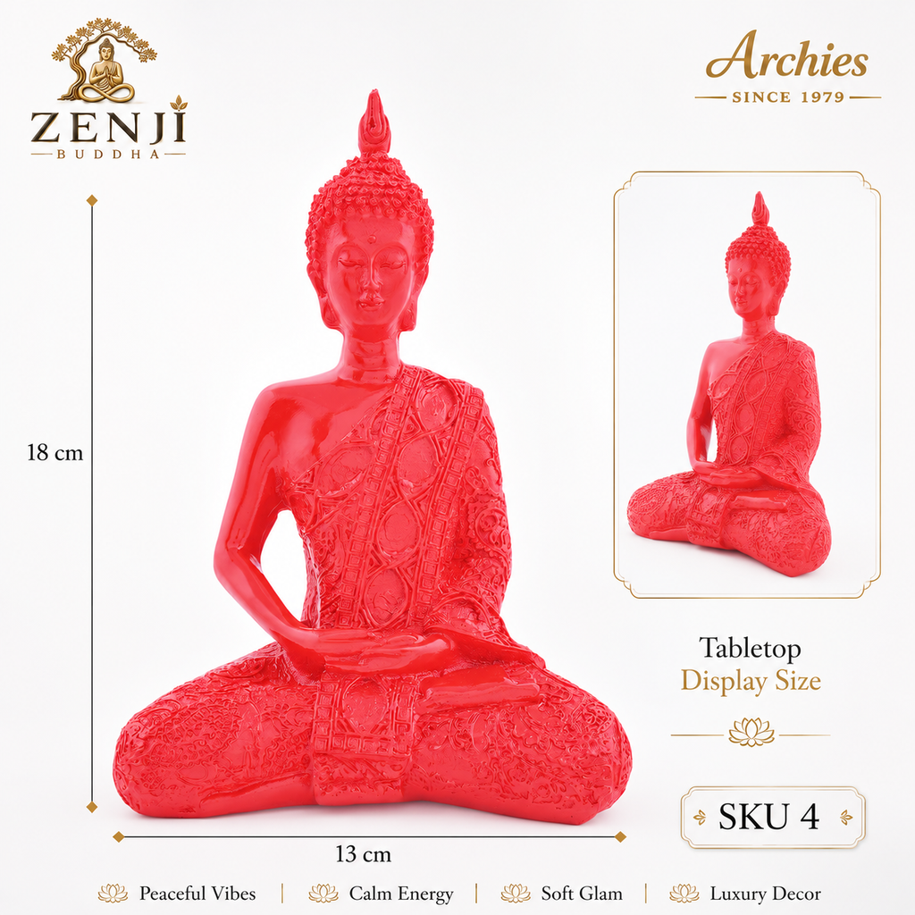 ZENJI Meditating Buddha Statue for Home Decor, Medium Decorative Showpiece for Living Room, Office Desk, Meditation Corner, Entryway Console, Shelf Display, Housewarming, Diwali, Pack of 1