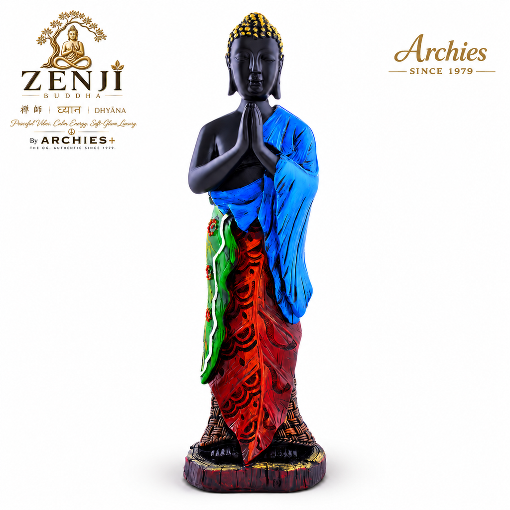 ZENJI Meditating Buddha Statue for Home Decor, Large Decorative Showpiece for Living Room, Office Desk, Meditation Corner, Entryway Console, Shelf Display, Housewarming, Diwali, Pack of 1