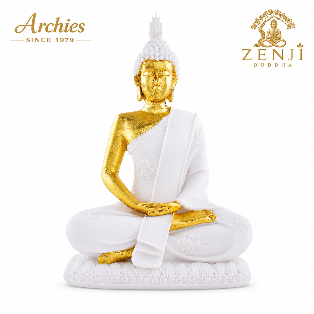 ZENJI Meditating Buddha Statue for Home Decor, Large Decorative Showpiece for Living Room, Office Desk, Meditation Corner, Entryway Console, Shelf Display, Housewarming, Diwali, Pack of 1