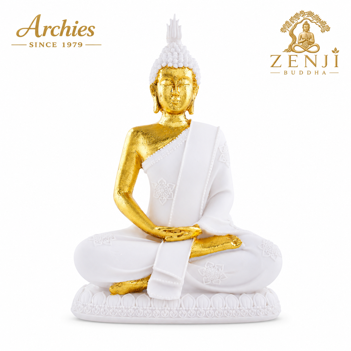 ZENJI Meditating Buddha Statue for Home Decor, Large Decorative Showpiece for Living Room, Office Desk, Meditation Corner, Entryway Console, Shelf Display, Housewarming, Diwali, Pack of 1