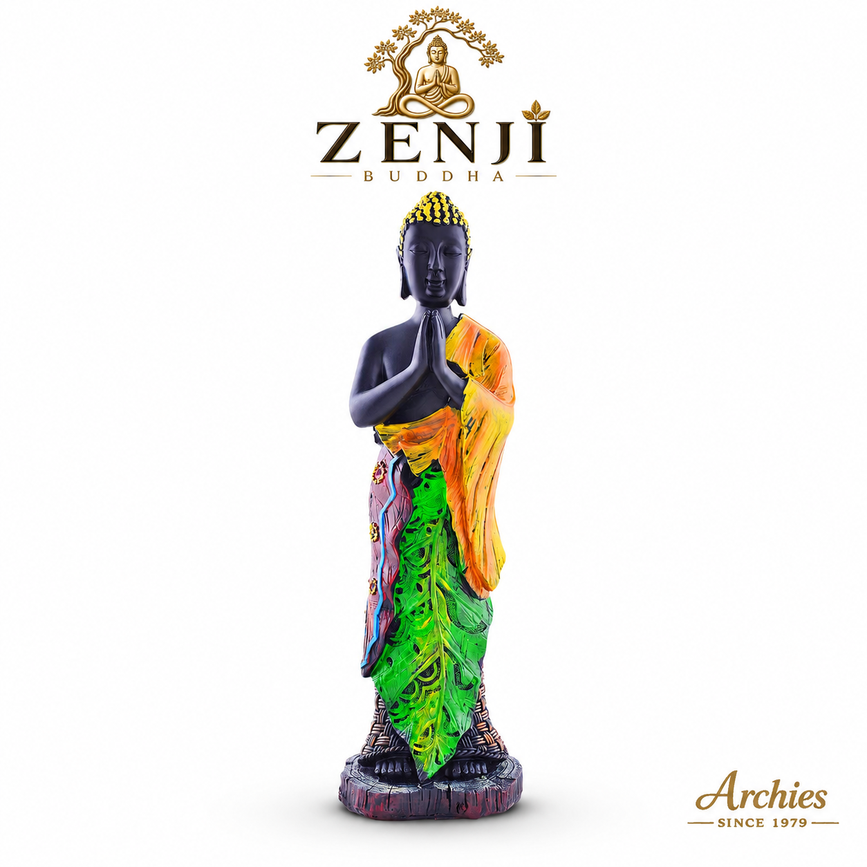 ZENJI Meditating Buddha Statue for Home Decor, Large Decorative Showpiece for Living Room, Office Desk, Meditation Corner, Entryway Console, Shelf Display, Housewarming, Diwali, Pack of 1