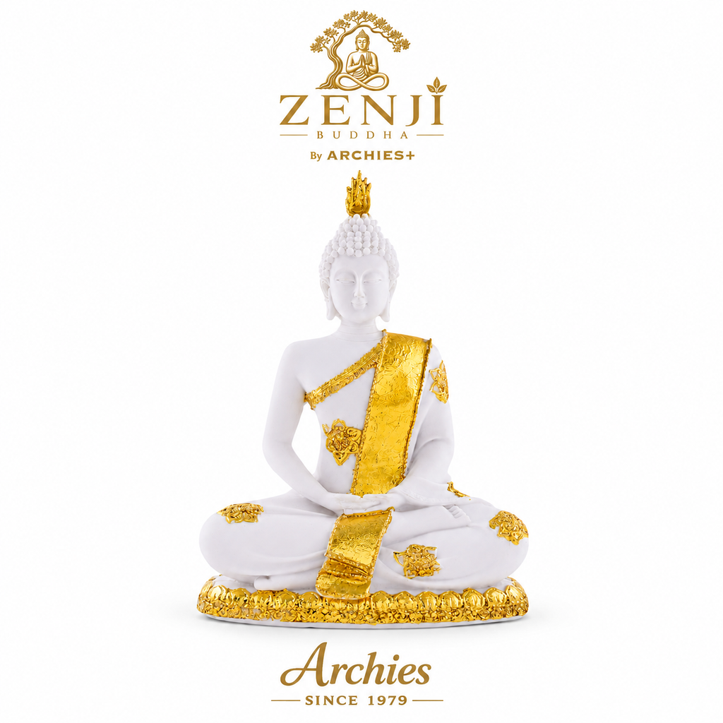 ZENJI Meditating Buddha Statue for Home Decor, Large Decorative Showpiece for Living Room, Office Desk, Meditation Corner, Entryway Console, Shelf Display, Housewarming, Diwali, Pack of 1