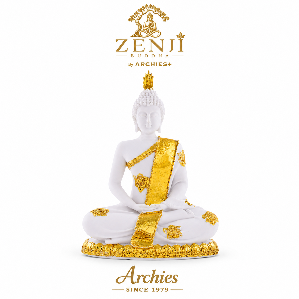 ZENJI Meditating Buddha Statue for Home Decor, Large Decorative Showpiece for Living Room, Office Desk, Meditation Corner, Entryway Console, Shelf Display, Housewarming, Diwali, Pack of 1