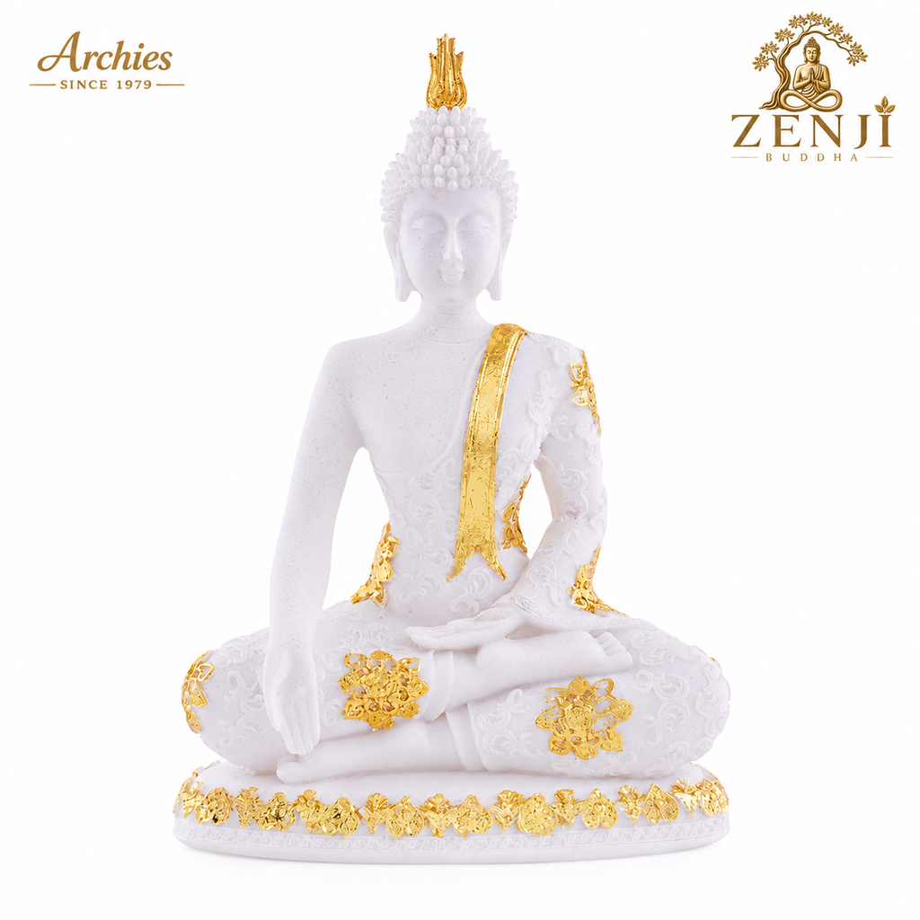 ZENJI Meditating Buddha Statue for Home Decor, Large Decorative Showpiece for Living Room, Office Desk, Meditation Corner, Entryway Console, Shelf Display, Housewarming, Diwali, Pack of 1