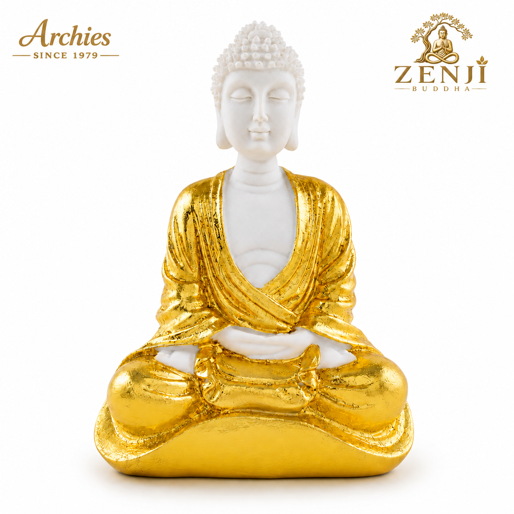 ZENJI Meditating Buddha Statue for Home Decor, Large Decorative Showpiece for Living Room, Office Desk, Meditation Corner, Entryway Console, Shelf Display, Housewarming, Diwali, Pack of 1
