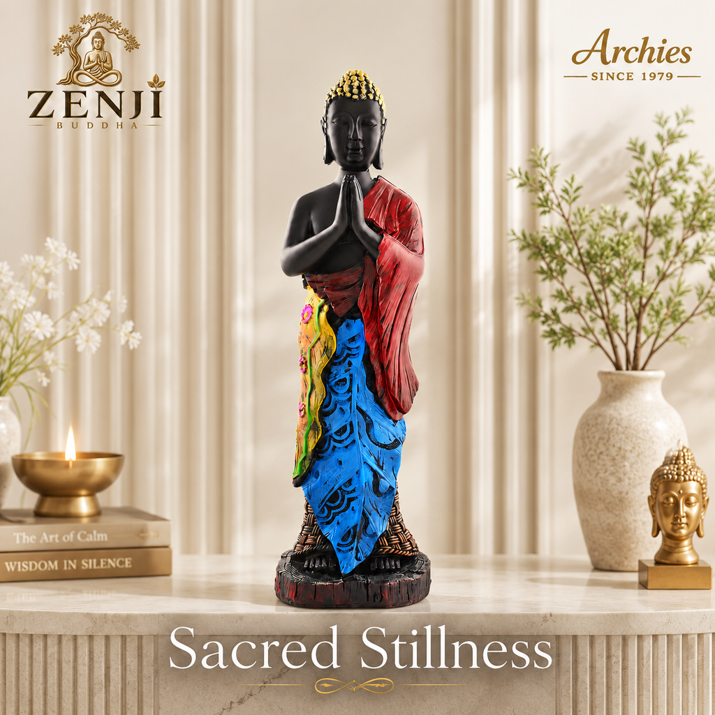 ZENJI Meditating Buddha Statue for Home Decor, Large Decorative Showpiece for Living Room, Office Desk, Meditation Corner, Entryway Console, Shelf Display, Housewarming, Diwali, Pack of 1