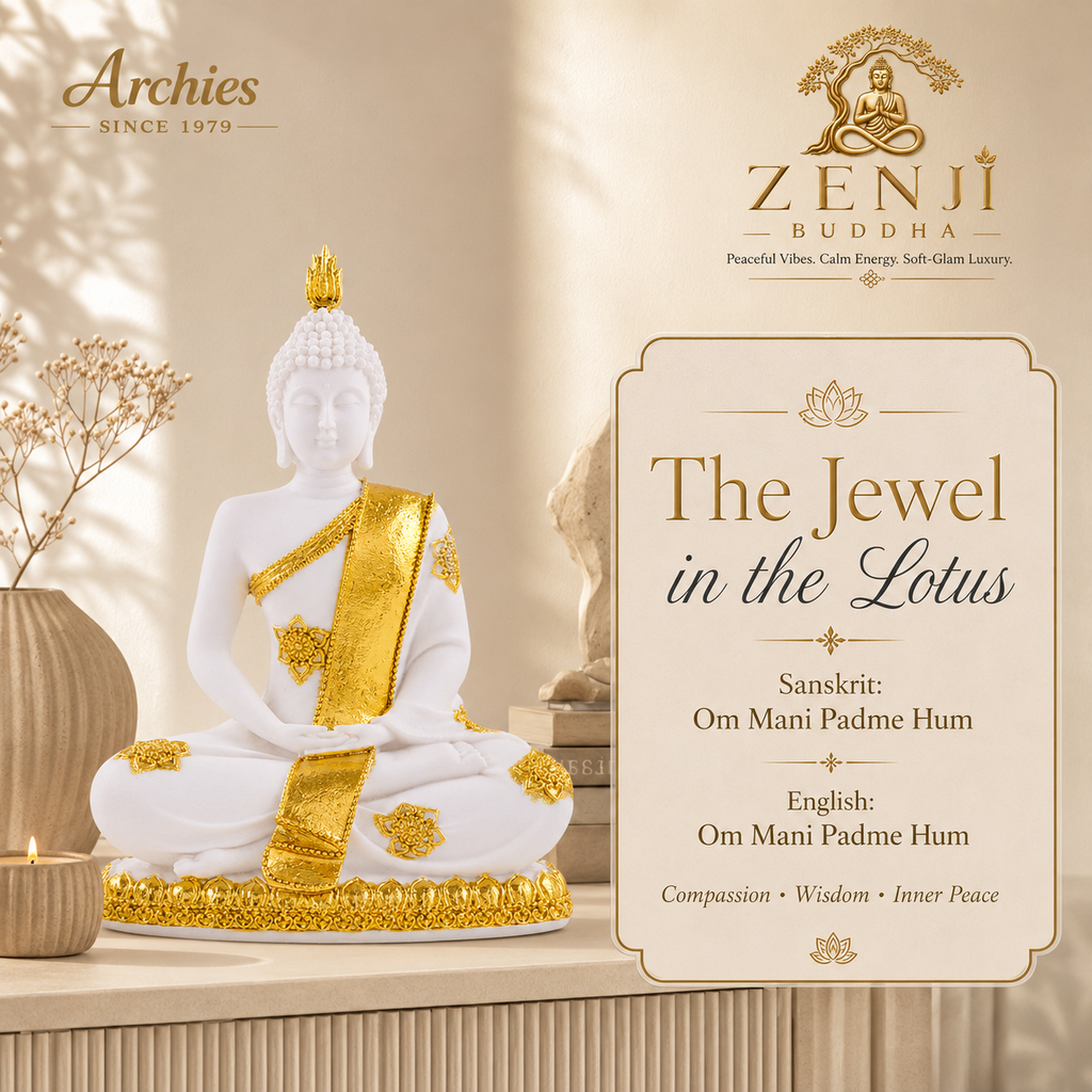 ZENJI Meditating Buddha Statue for Home Decor, Large Decorative Showpiece for Living Room, Office Desk, Meditation Corner, Entryway Console, Shelf Display, Housewarming, Diwali, Pack of 1