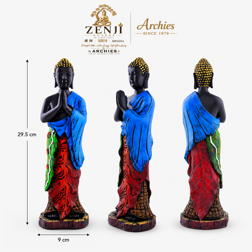 ZENJI Meditating Buddha Statue for Home Decor, Large Decorative Showpiece for Living Room, Office Desk, Meditation Corner, Entryway Console, Shelf Display, Housewarming, Diwali, Pack of 1