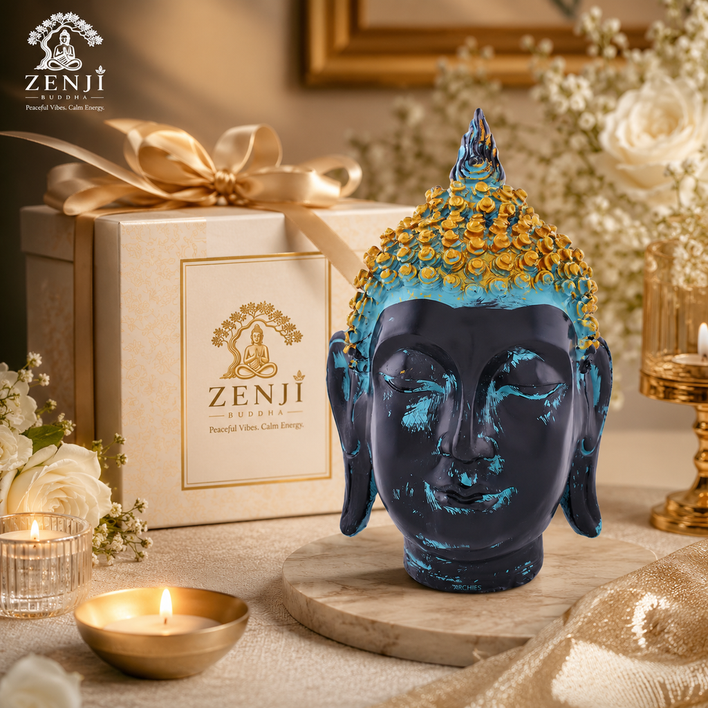 ZENJI Classic Buddha Statue for Home Decor, Large Decorative Showpiece for Living Room, Office Desk, Meditation Corner, Entryway Console, Shelf Display, Housewarming, Diwali, Bedroom Shelf, Pack of 1