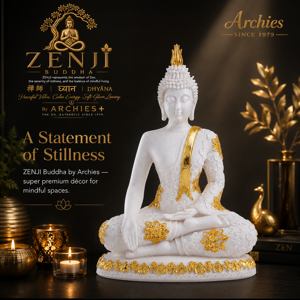 ZENJI Meditating Buddha Statue for Home Decor, Large Decorative Showpiece for Living Room, Office Desk, Meditation Corner, Entryway Console, Shelf Display, Housewarming, Diwali, Pack of 1