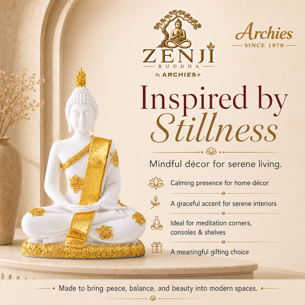 ZENJI Meditating Buddha Statue for Home Decor, Large Decorative Showpiece for Living Room, Office Desk, Meditation Corner, Entryway Console, Shelf Display, Housewarming, Diwali, Pack of 1