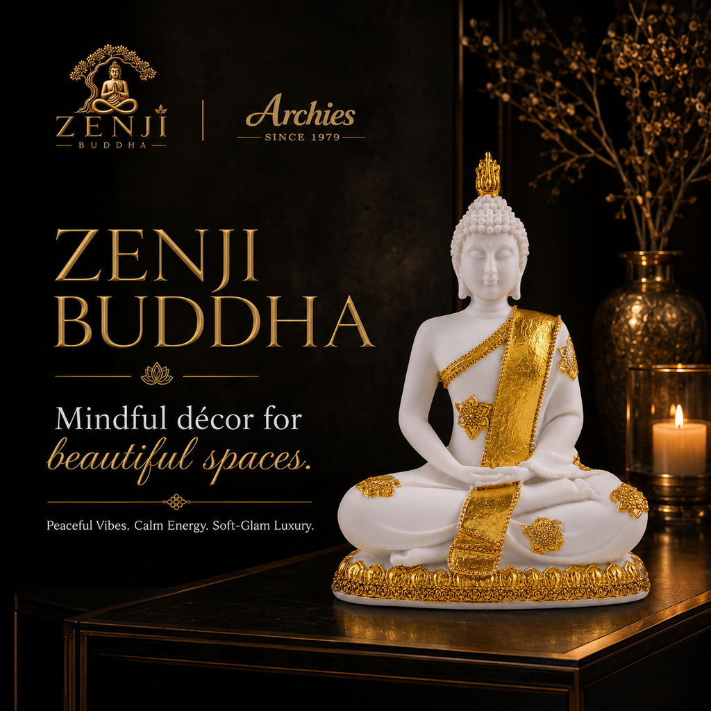 ZENJI Meditating Buddha Statue for Home Decor, Large Decorative Showpiece for Living Room, Office Desk, Meditation Corner, Entryway Console, Shelf Display, Housewarming, Diwali, Pack of 1