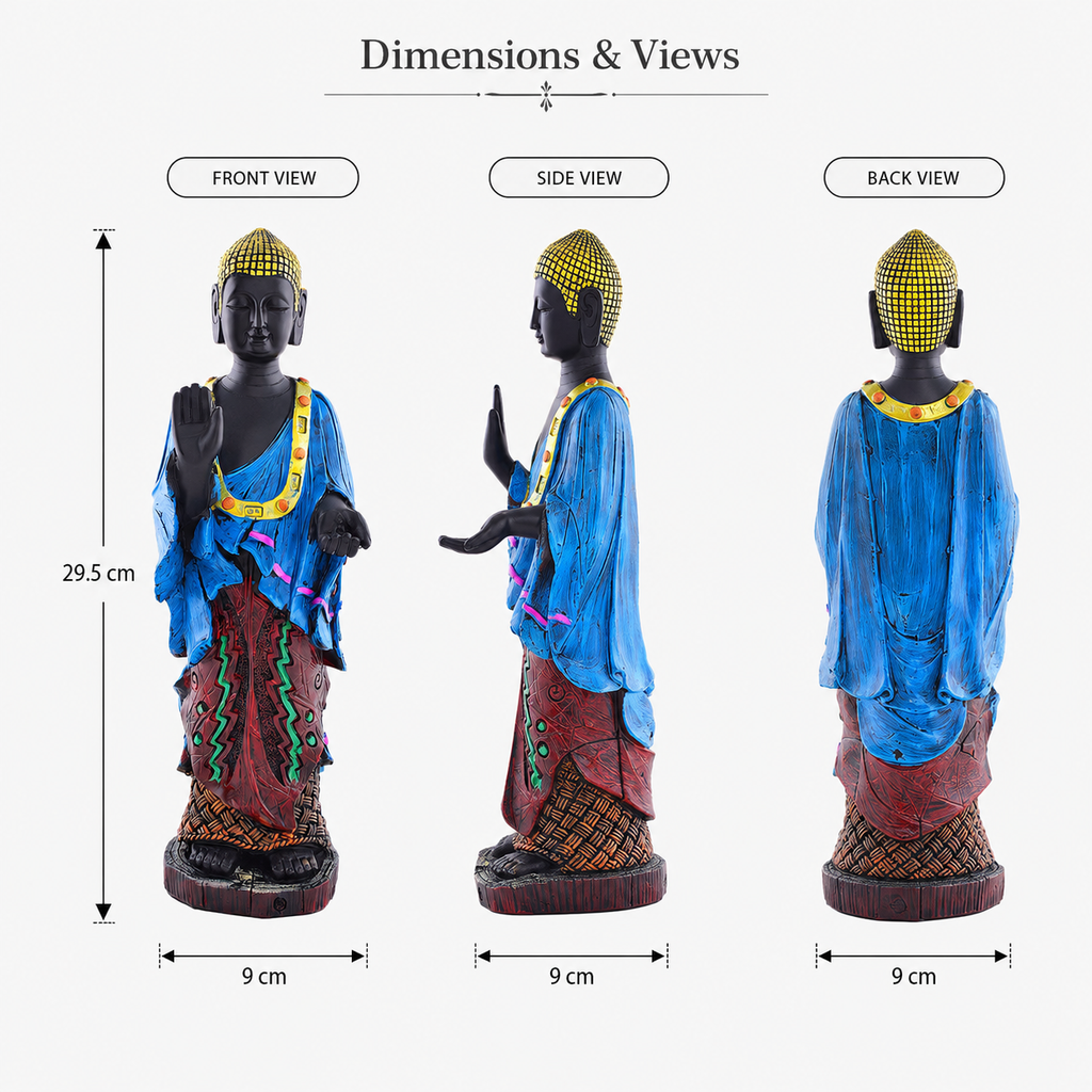 ZENJI Meditating Buddha Statue for Home Decor, Large Decorative Showpiece for Living Room, Office Desk, Meditation Corner, Entryway Console, Shelf Display, Housewarming, Diwali, Pack of 1