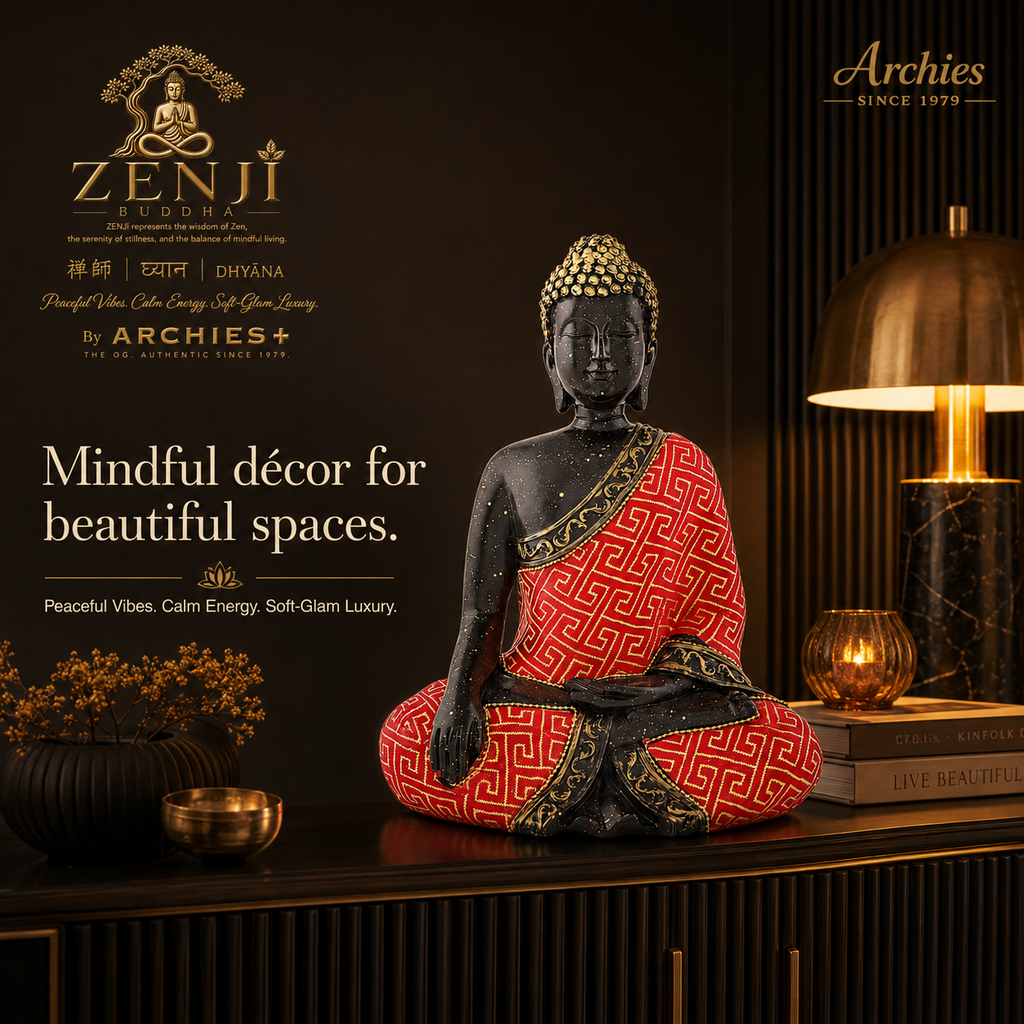 ZENJI Robe Detail Buddha Statue for Home Decor, Extra Large Decorative Showpiece for Living Room, Office Desk, Meditation Corner, Entryway Console, Shelf Display, Housewarming, Diwali, Pack of 1