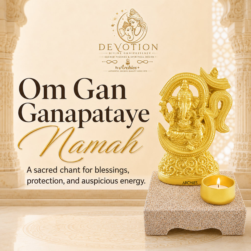 DEVOTION Om Ganesha Tealight Holder for Home Decor, Large Decorative Pooja Display for Pooja Room, Home Temple, Living Room, Office Desk, Entryway Shelf, Housewarming, Diwali, Pack of 1
