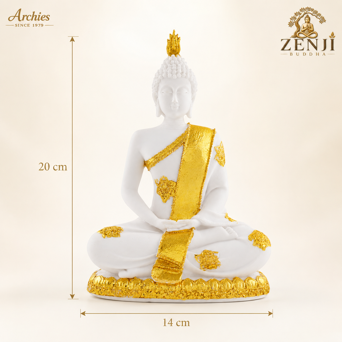 ZENJI Meditating Buddha Statue for Home Decor, Large Decorative Showpiece for Living Room, Office Desk, Meditation Corner, Entryway Console, Shelf Display, Housewarming, Diwali, Pack of 1