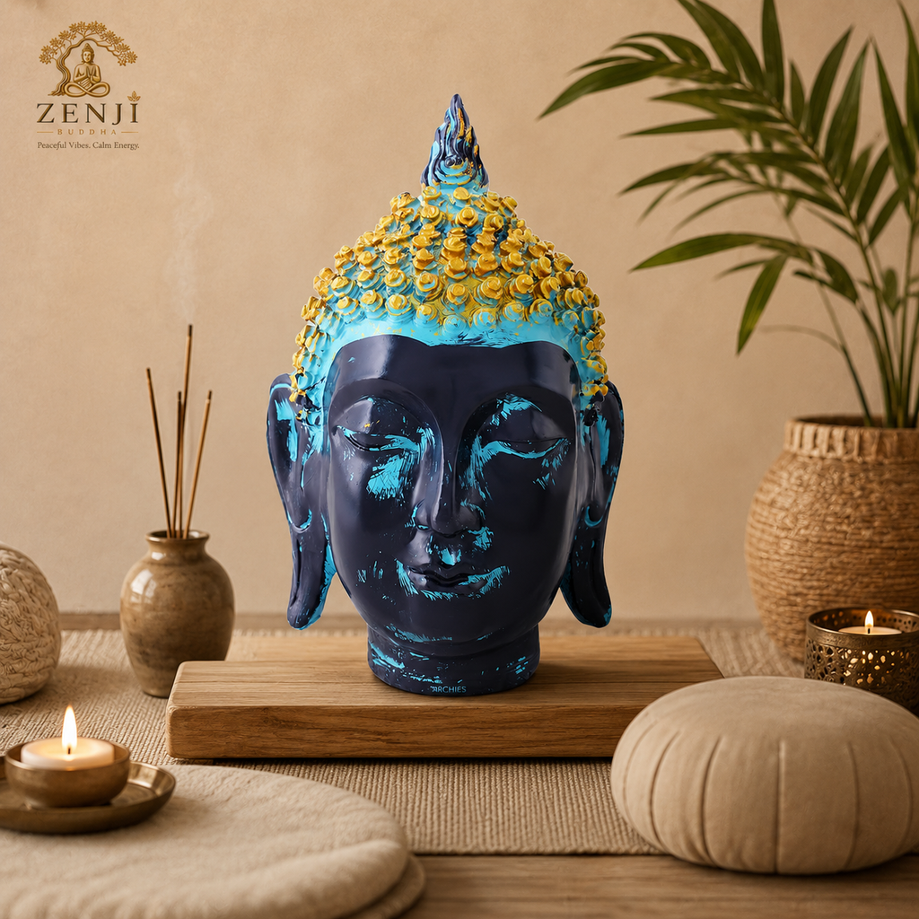 ZENJI Classic Buddha Statue for Home Decor, Large Decorative Showpiece for Living Room, Office Desk, Meditation Corner, Entryway Console, Shelf Display, Housewarming, Diwali, Bedroom Shelf, Pack of 1