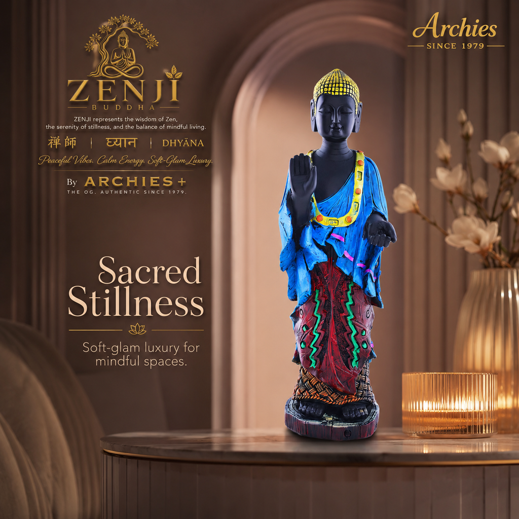 ZENJI Meditating Buddha Statue for Home Decor, Large Decorative Showpiece for Living Room, Office Desk, Meditation Corner, Entryway Console, Shelf Display, Housewarming, Diwali, Pack of 1