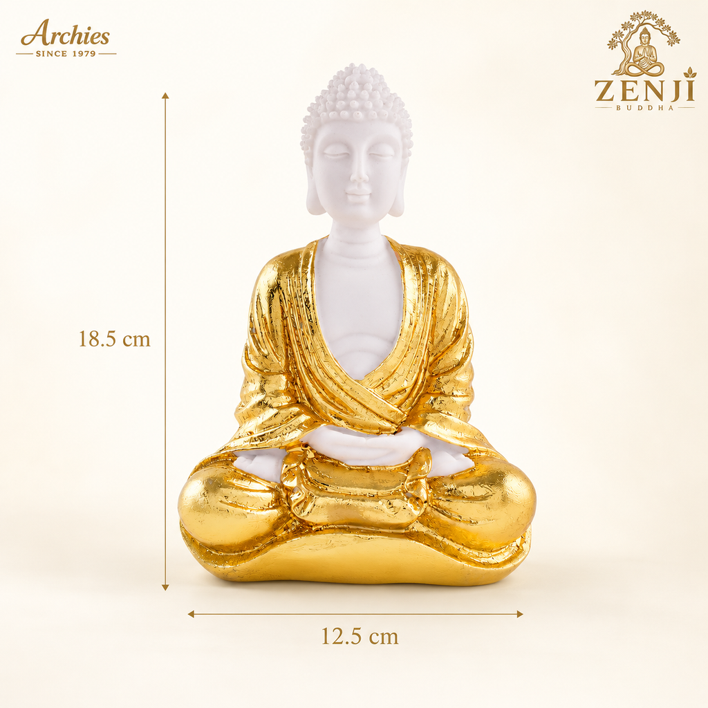 ZENJI Meditating Buddha Statue for Home Decor, Large Decorative Showpiece for Living Room, Office Desk, Meditation Corner, Entryway Console, Shelf Display, Housewarming, Diwali, Pack of 1