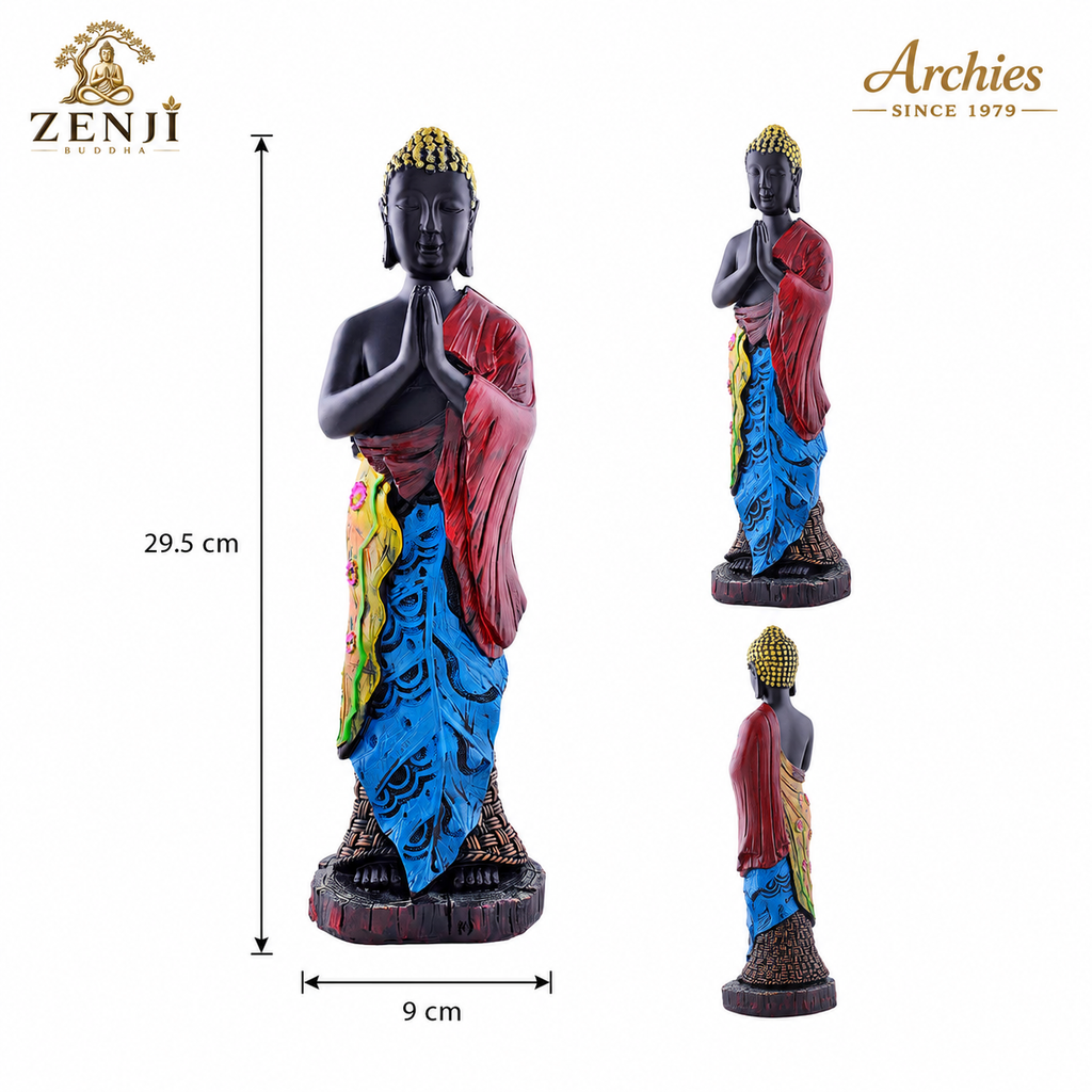 ZENJI Meditating Buddha Statue for Home Decor, Large Decorative Showpiece for Living Room, Office Desk, Meditation Corner, Entryway Console, Shelf Display, Housewarming, Diwali, Pack of 1