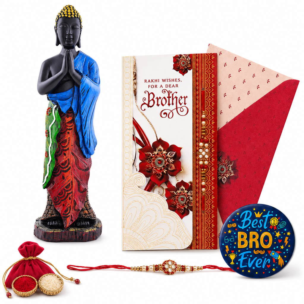 ZENJI Meditating Buddha Statue for Home Decor, Large Decorative Showpiece for Living Room, Office Desk, Meditation Corner, Entryway Console, Shelf Display, Housewarming, Diwali, Pack of 1
