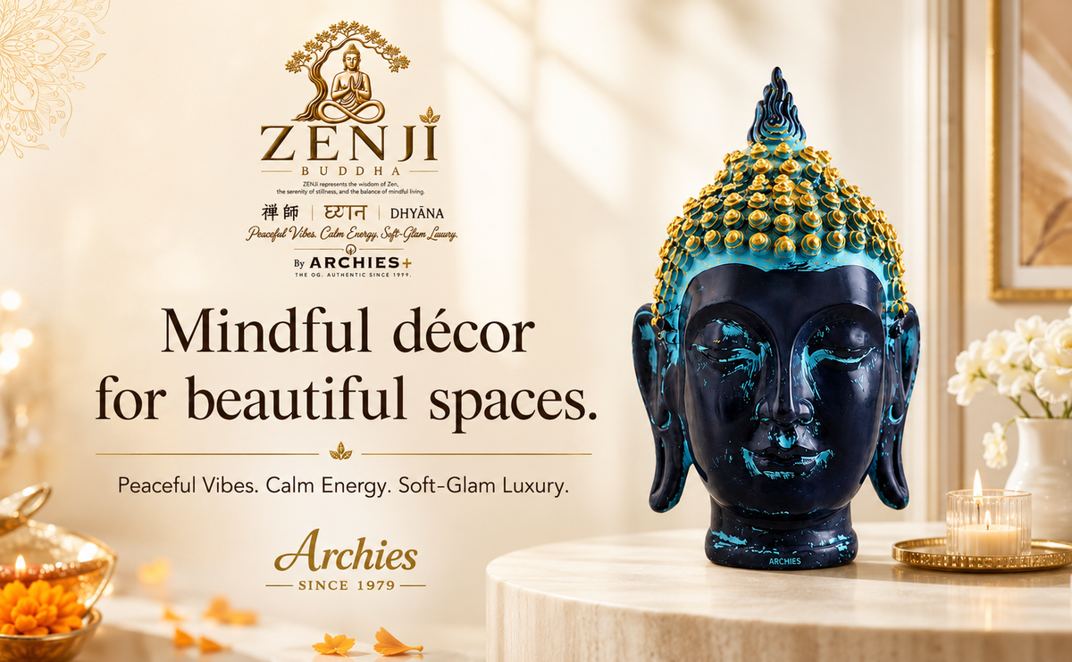 ZENJI Classic Buddha Statue for Home Decor, Large Decorative Showpiece for Living Room, Office Desk, Meditation Corner, Entryway Console, Shelf Display, Housewarming, Diwali, Bedroom Shelf, Pack of 1