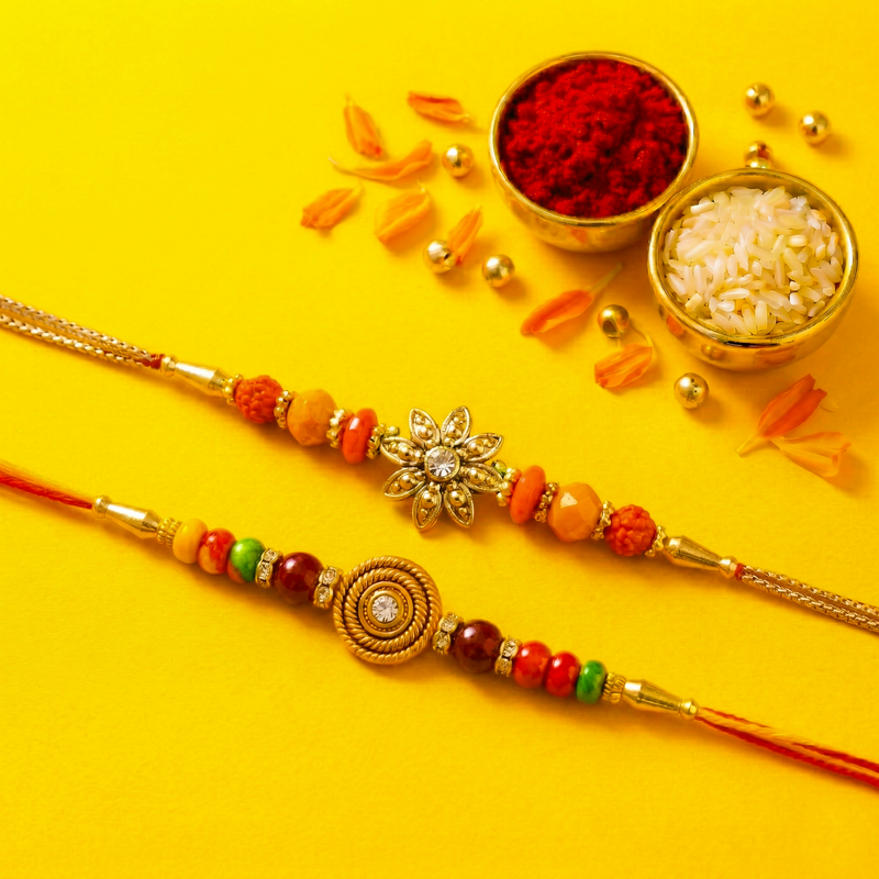 Archies 2 Popular Rakhi Set for Brother with Special Archies Greeting Card + Raksha Bandhan Sister Reminder Fridge Magnet - Rakhi Hamper for Brother, Bro, Bhaiya, Bhai | Rakhi Gift for Brother