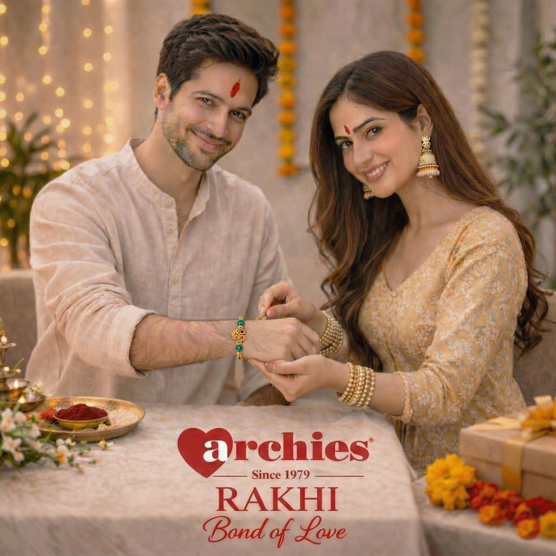 Archies 3 Sacred Rakhi Set for Brother with Special Archies Greeting Card + Raksha Bandhan Sister Reminder Fridge Magnet - Rakhi Hamper for Brother, Bro, Bhaiya, Bhai | Rakhi Gift for Brother