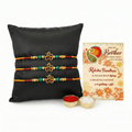 Archies 3 Sacred Rakhi Set for Brother with Special Archies Greeting Card + Raksha Bandhan Sister Reminder Fridge Magnet - Rakhi Hamper for Brother, Bro, Bhaiya, Bhai | Rakhi Gift for Brother