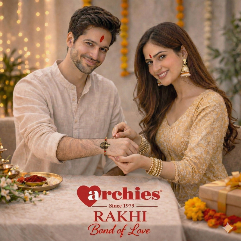 Archies Blessed Rakhi Set for Brother with Special Archies Greeting Card + Raksha Bandhan Sister Reminder Fridge Magnet - Rakhi Hamper for Brother, Bro, Bhaiya, Bhai | Rakhi Gift for Brother