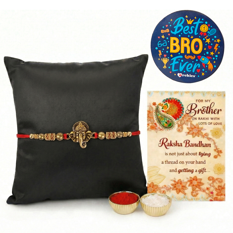 Archies Blessed Rakhi Set for Brother with Special Archies Greeting Card + Raksha Bandhan Sister Reminder Fridge Magnet - Rakhi Hamper for Brother, Bro, Bhaiya, Bhai | Rakhi Gift for Brother