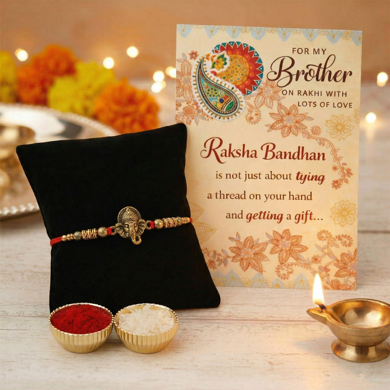 Archies Blessed Rakhi Set for Brother with Special Archies Greeting Card + Raksha Bandhan Sister Reminder Fridge Magnet - Rakhi Hamper for Brother, Bro, Bhaiya, Bhai | Rakhi Gift for Brother