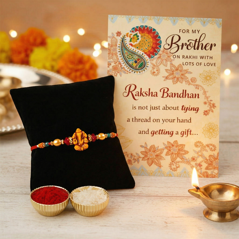 Archies Premium Rakhi Set for Brother with Special Archies Greeting Card + Raksha Bandhan Sister Reminder Fridge Magnet - Rakhi Hamper for Brother, Bro, Bhaiya, Bhai | Rakhi Gift for Brother