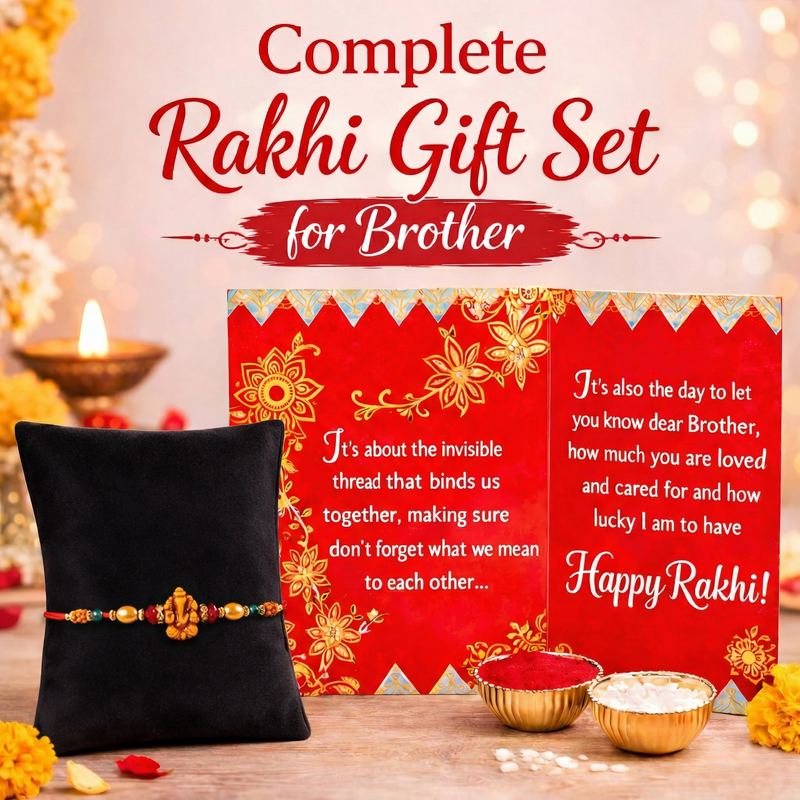 Archies Premium Rakhi Set for Brother with Special Archies Greeting Card + Raksha Bandhan Sister Reminder Fridge Magnet - Rakhi Hamper for Brother, Bro, Bhaiya, Bhai | Rakhi Gift for Brother