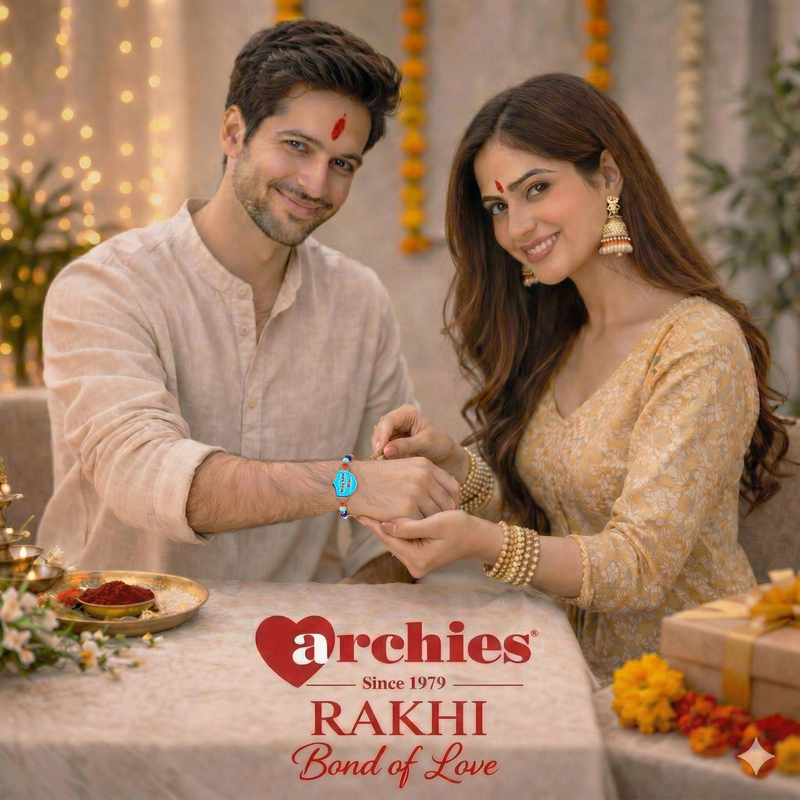 Archies 2 Caring Rakhi Set for Brother with Special Archies Greeting Card + Raksha Bandhan Sister Reminder Fridge Magnet - Rakhi Hamper for Brother, Bro, Bhaiya, Bhai | Rakhi Gift for Brother