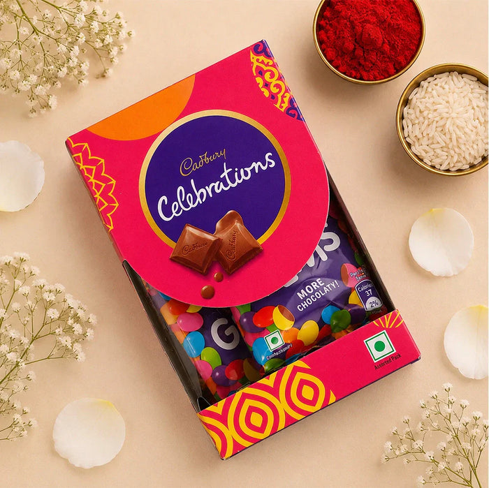 Pearl Beads Rakhi with Cadbury Chocolates | Elegant Rakhi Gift Set