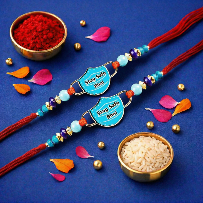 Archies 2 Caring Rakhi Set for Brother with Special Archies Greeting Card + Raksha Bandhan Sister Reminder Fridge Magnet - Rakhi Hamper for Brother, Bro, Bhaiya, Bhai | Rakhi Gift for Brother