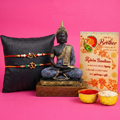 Archies 2 Peaceful Rakhi Set for Brother with Special Archies Greeting Card + Meditating Buddha Showpiece - Rakhi Hamper for Brother, Bro, Bhaiya, Bhai | Rakhi Gift for Brother